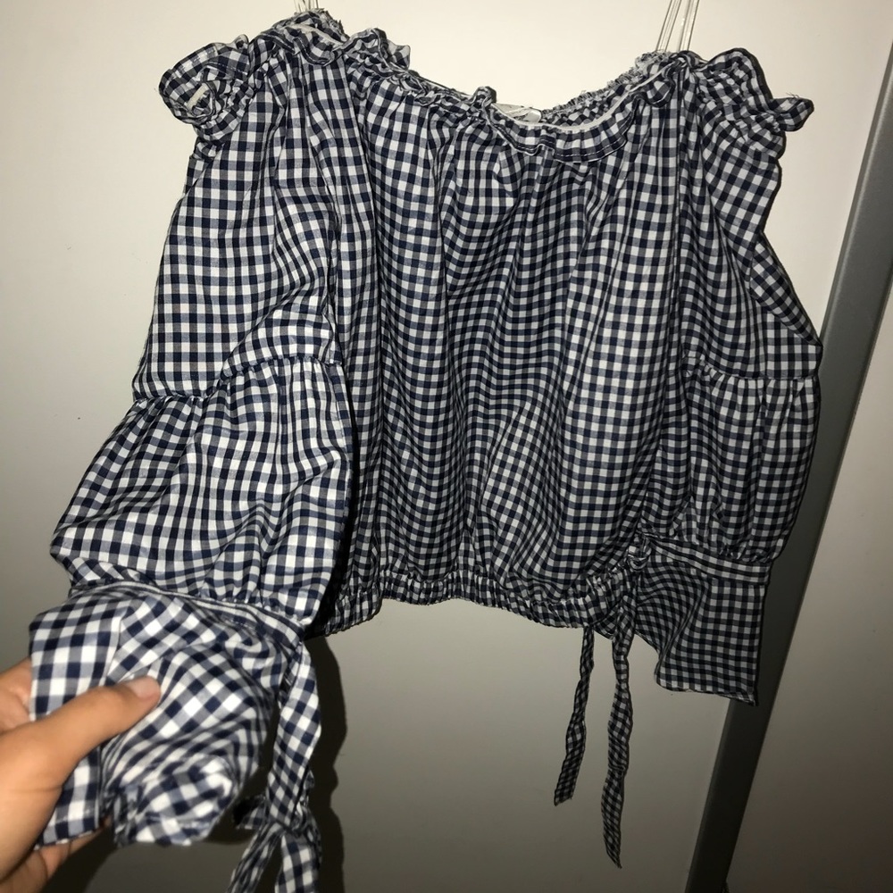 Off-The-Shoulder Plaid Top